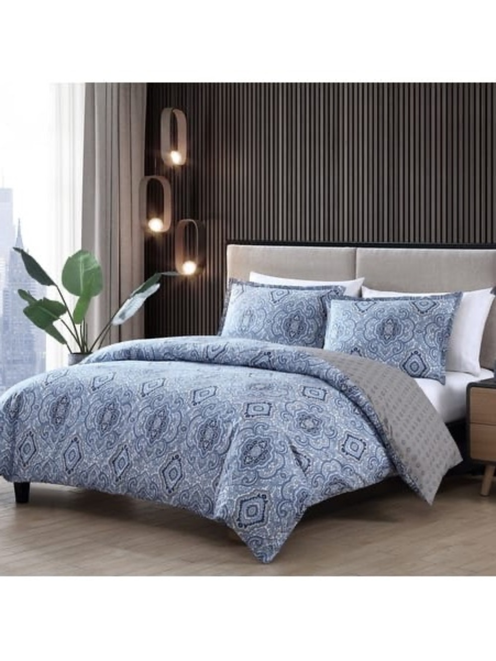 Carson Carrington Harstad Blue Cotton 3-piece Duvet Cover Set - Twin NWT